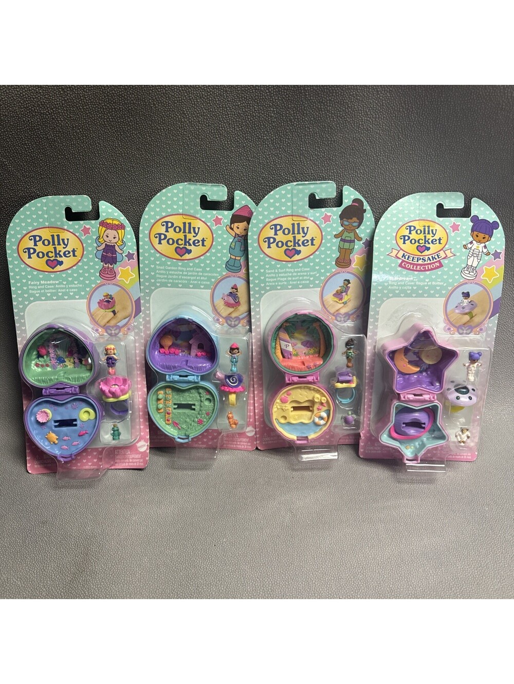 Polly Pocket Keepsake Collection Ring Case Snail Garden Fairy Stream Sand Surf